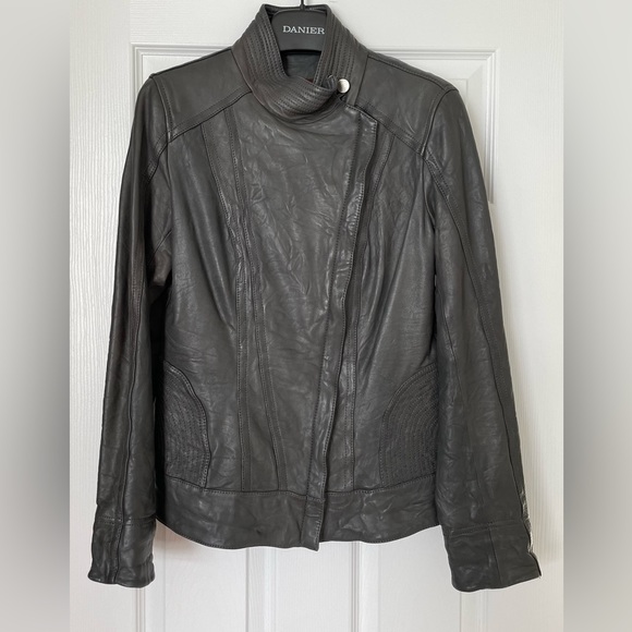 Danier Italian Leather Jacket Coat, Dark Grey, Women’s Size XS - Picture 2 of 10